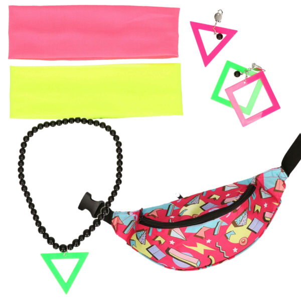 Foute 80s/90s party verkleed set compleet - dames - jaren 80/90 verkleed accessoires