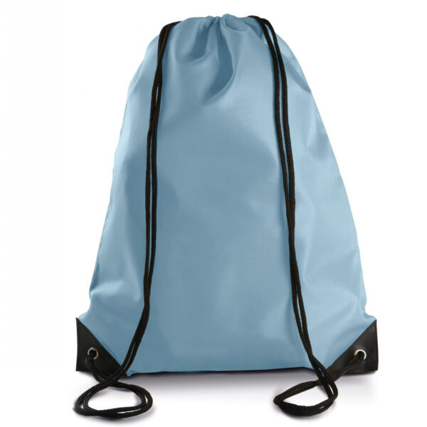 Gymtas met rijgkoord - lichtblauw - 34 x 44 cm - 11L - sport draagtas - polyester - verstevigde hoek