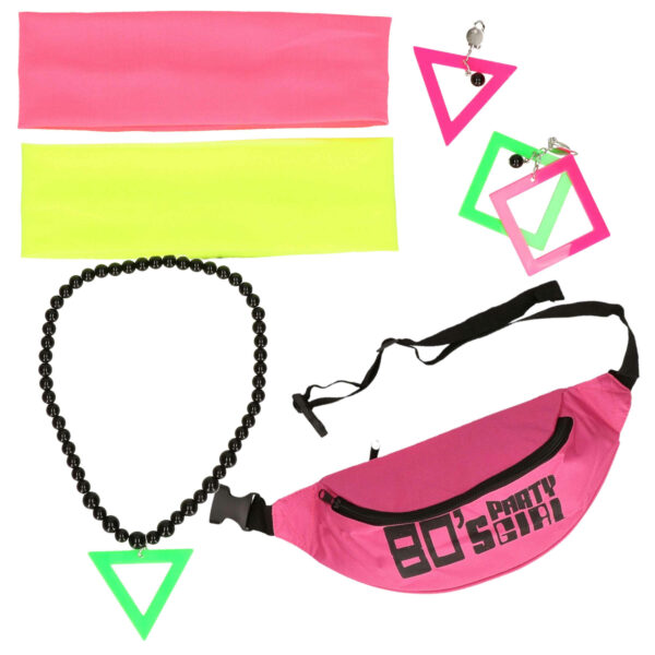 Foute 80s/90s party verkleed set compleet - dames - jaren 80/90 verkleed accessoires