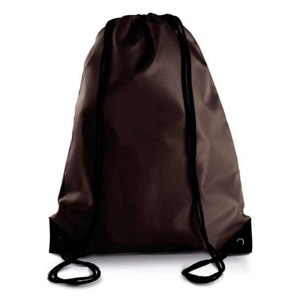 Gymtas met rijgkoord - bruin - 34 x 44 cm - 11L - sport draagtas - polyester - verstevigde hoeken
