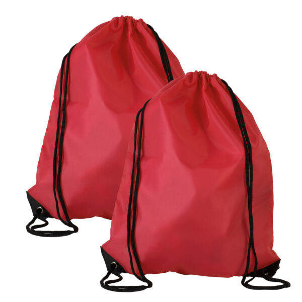 Gymtas met rijgkoord - 2x - rood - 34x44 cm - 11L - rugzak - polyester