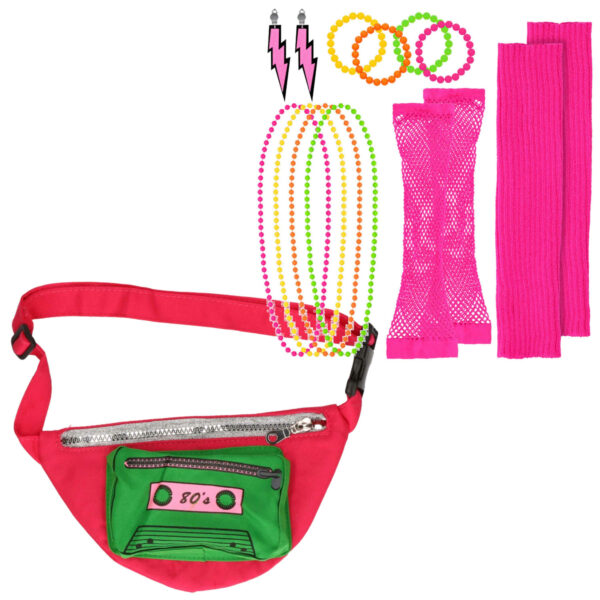 Foute 80s/90s party verkleed set compleet - dames - jaren 80/90 verkleed accessoires