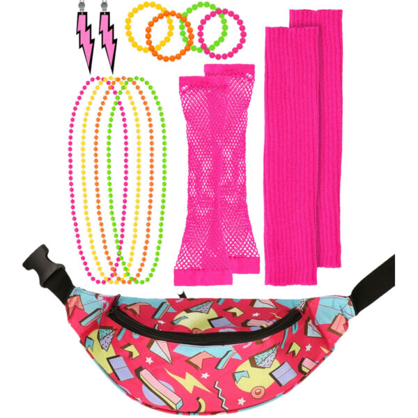 Foute 80s/90s party verkleed set compleet - dames - jaren 80/90 verkleed accessoires
