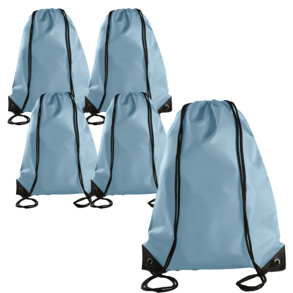 Sport gymtas/draagtas met rijgkoord - 5x - lichtblauw - 34 x 44cm