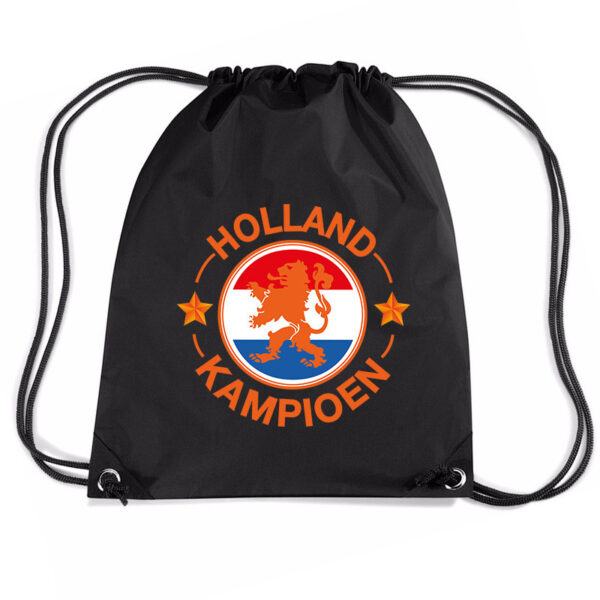 Holland kampioen leeuw nylon supporter rugzakje/sporttas zwart - EK/ WK voetbal / Koningsdag