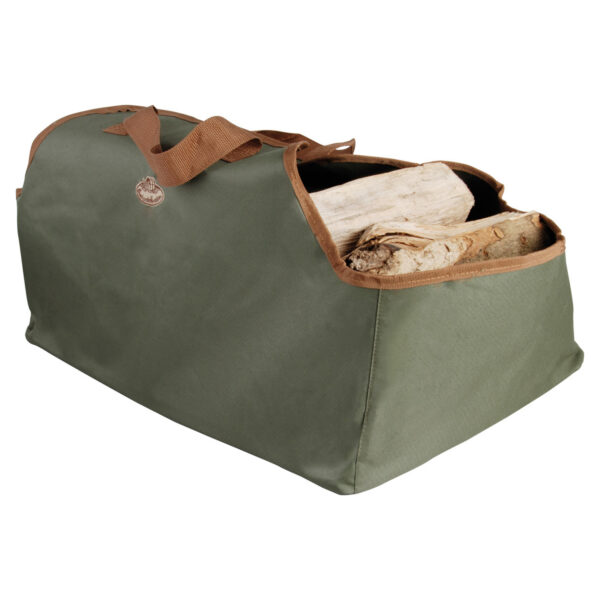 Canvas haardbloktas/draagtas 39 x 59 cm bruin/groen - Canvas draagtas - voor hout/haardblokken