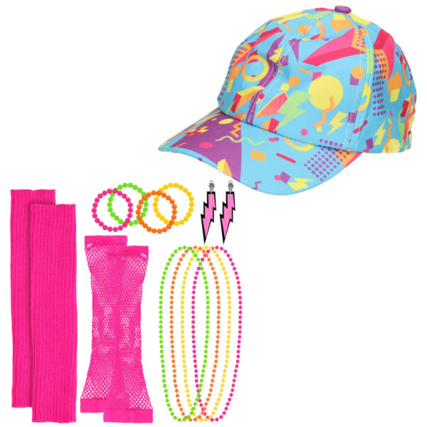 Foute 80s/90s party verkleed set compleet - dames - jaren 80/90 verkleed accessoires