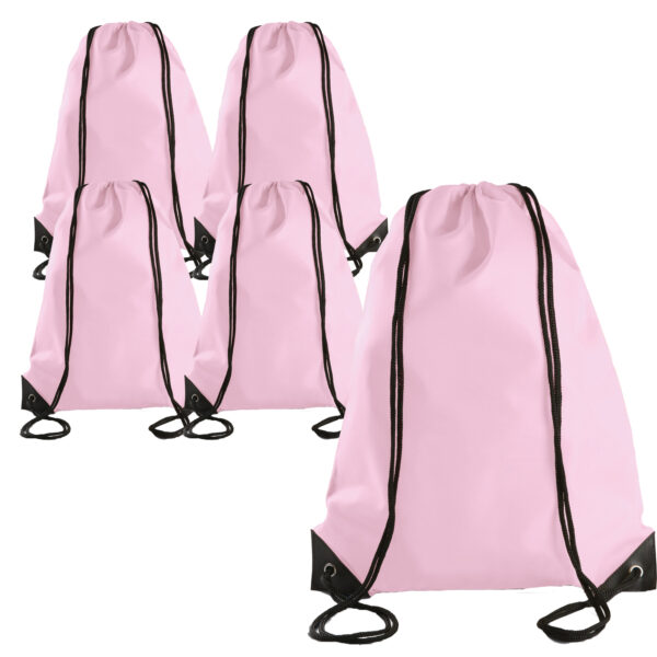 Sport gymtas/draagtas met rijgkoord - 5x - lichtroze - 34 x 44 cm
