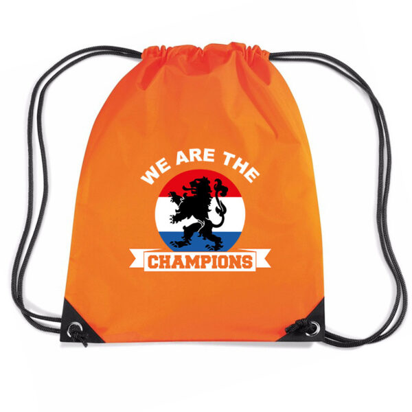 We are the champions nylon supporter rugzakje/sporttas oranje - EK/ WK voetbal / Koningsdag