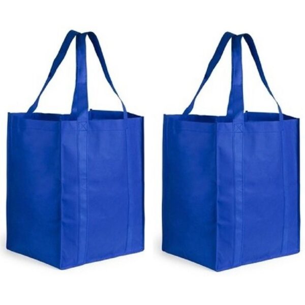 Boodschappen tas/shopper BIGGY - 2x - blauw - 38 x 33 x 25 cm - Stevige boodschappentassen/shopper b