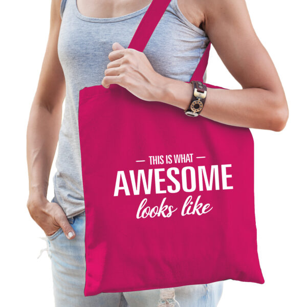 This is what awesome looks like cadeau tas roze voor geweldige dames