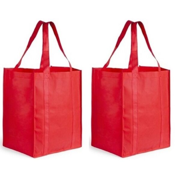 Boodschappen tas/shopper BIGGY - 2x - rood - 38 x 33 x 25 cm