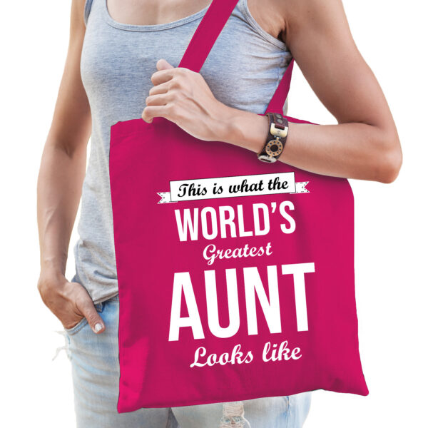 Worlds greatest AUNT kado tasje voor tantes verjaardag roze voor dames