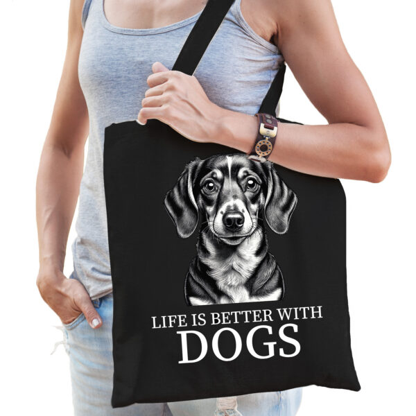 BD Cadeau tas voor hondenliefhebbers - zwart - Teckel hond