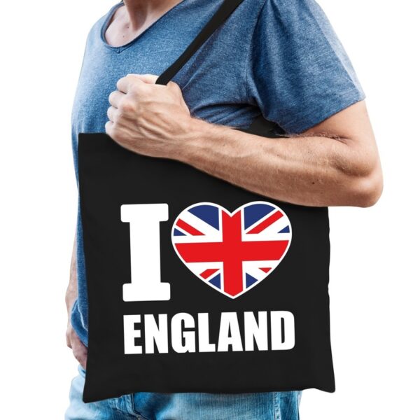 Zwarte katoenen tas I love England