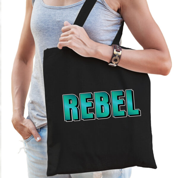 Rebel fun tekst cadeau tas zwart dames