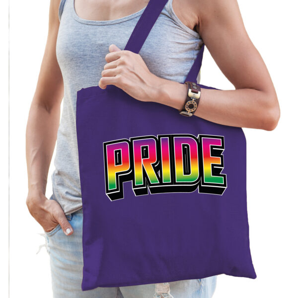 Bellatio Decorations Gay Pride tas voor dames - paars - katoen - 42 x 38 cm - regenboog - LHBTI