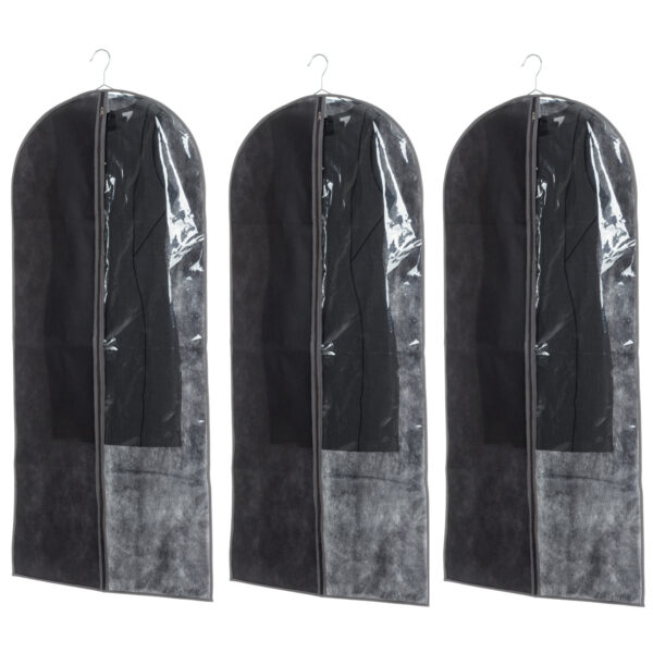 Set van 3x stuks kleding/beschermhoezen pp zwart 135 cm inclusief kledinghangers