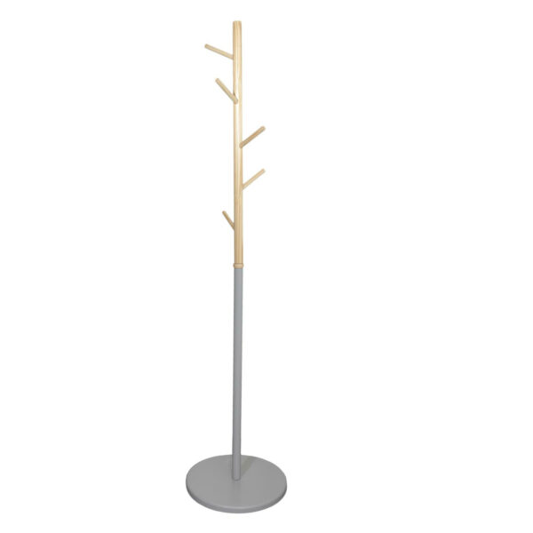 Home Deco Factory Kapstok - grijs - metaal/hout - 6 haken - 180cm