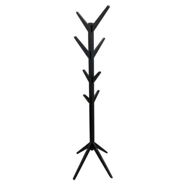 Home Deco Factory Kapstok - zwart - hout - 8 haken - 178 cm - staand