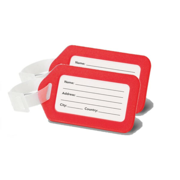 Kofferlabel/adres bagagelabel kunststof - 4x - rood - 5 x 8 cm
