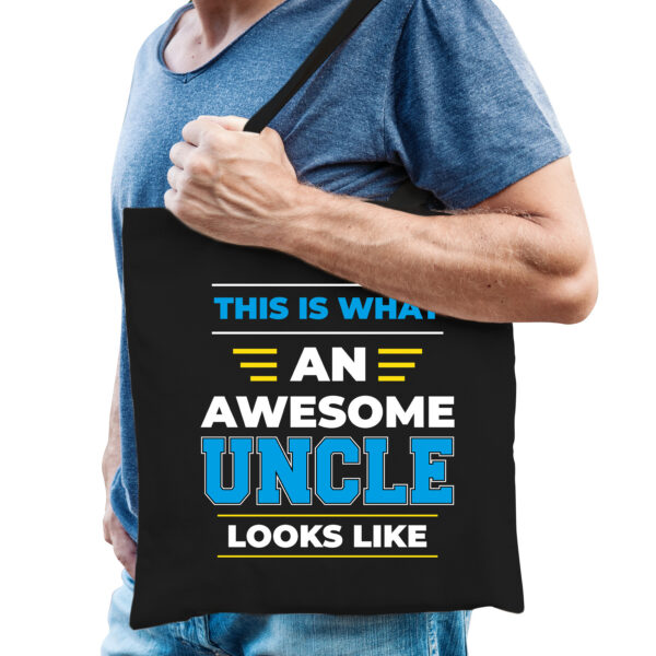 Awesome uncle / geweldige oom katoenen tas - zwart - 42 x 38 cm
