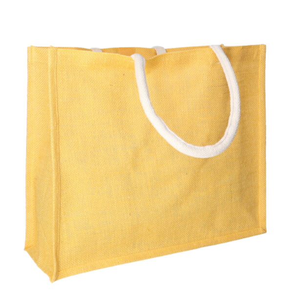 Gele jute shopper/boodschappentas 42 cm
