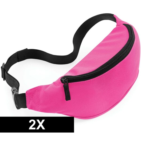 Bagbase Heuptasje/buideltasje - 2x - fuchsia roze - 38 cm