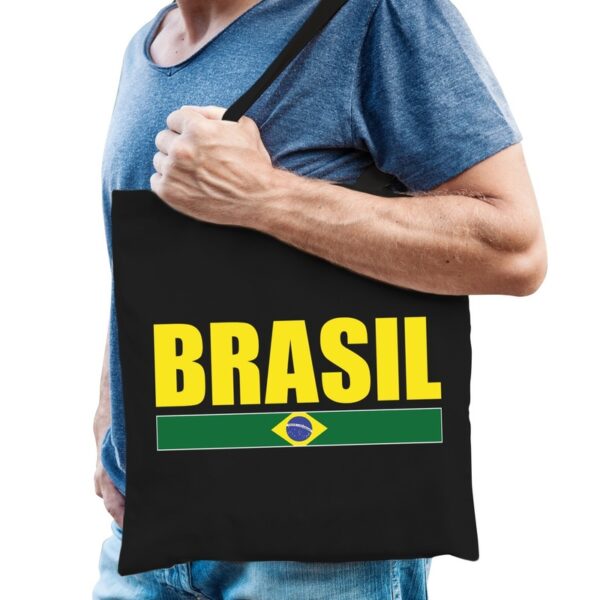 Zwarte katoenen Brazilie tas Brasil