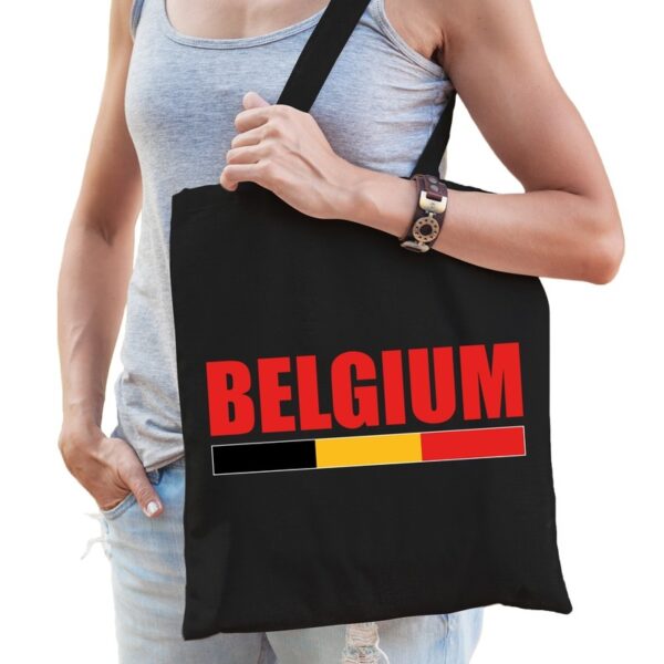 Zwarte katoenen Belgie tas Belgium