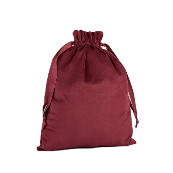 Cadeauzakje/opbergzakje met trekkoord - velvet - rood - 24 x 17 cm - luxe