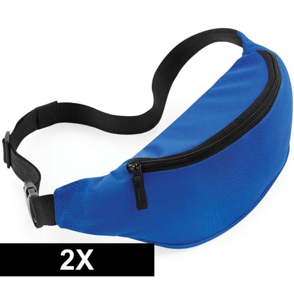 Bagbase Heuptasje/buideltasje - 2x - blauw - 38 cm - festivaltasjes