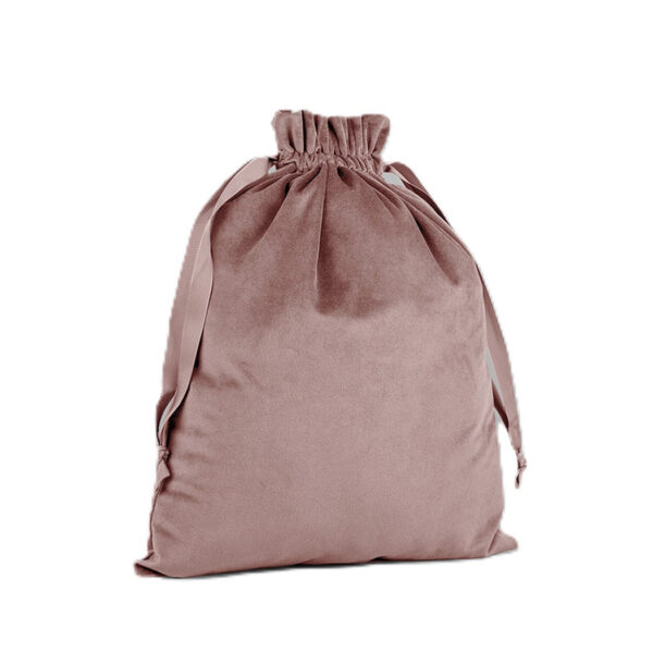 Cadeauzakje/opbergzakje met trekkoord - velvet - roze - 24 x 17 cm