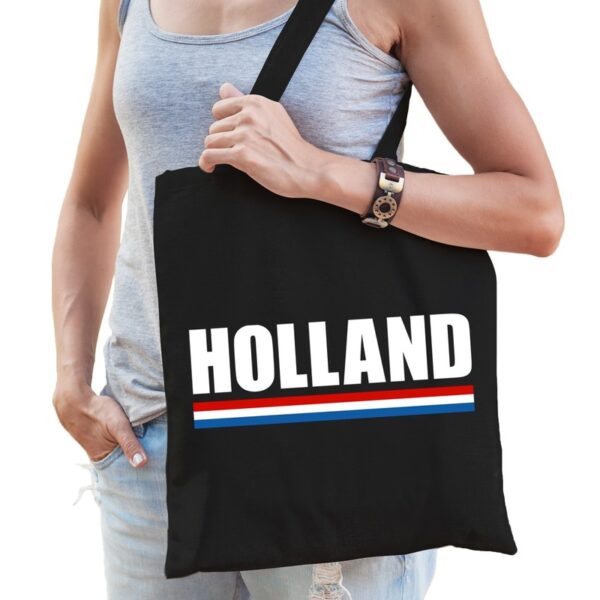 Zwarte katoenen Nederland tas Holland
