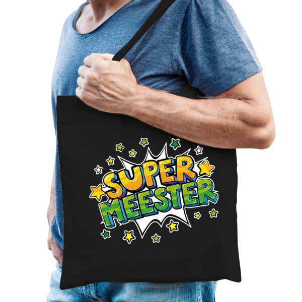 Super meester popart katoenen tas zwart voor heren - cadeau tasjes