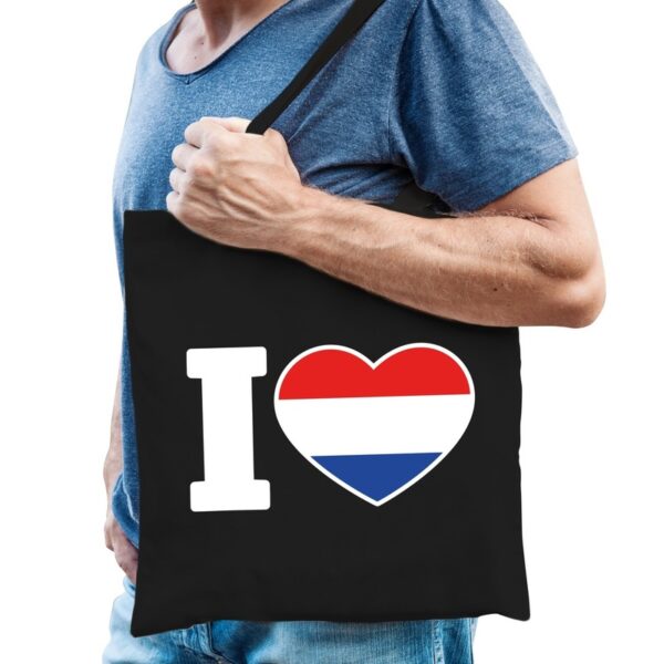 Zwarte katoenen tas I love Holland