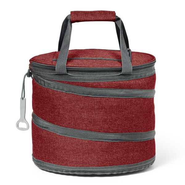 Koeltas - rood - opvouwbaar - 30 x 26 cm - 15 L- rits en flesopener