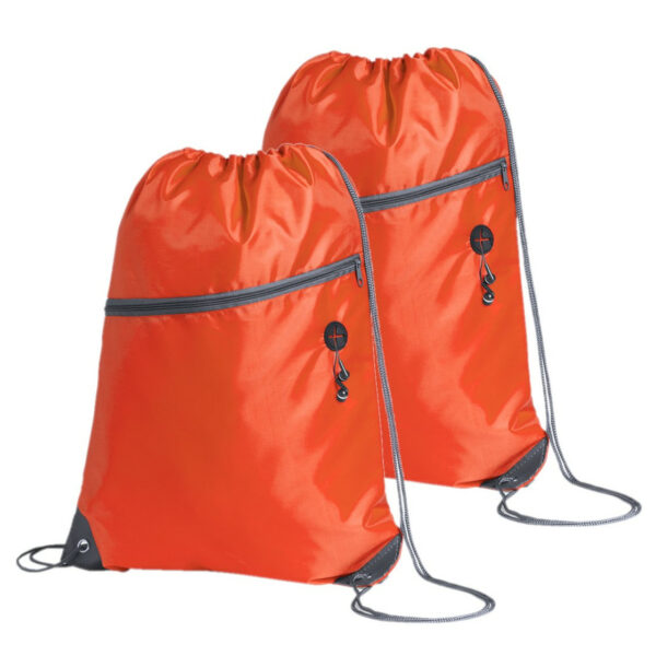 Sport gymtas/rugtas - 2x - oranje - 34 x 44 cm - polyester - met rijgkoord