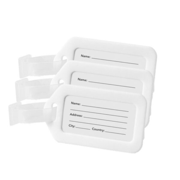 Kofferlabel/adres bagagelabel kunststof - 3x - wit - 5 x 8 cm