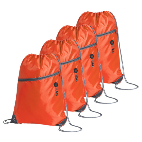 Sport gymtas/rugtas - 4x - oranje - 34 x 44 cm - polyester - met rijgkoord