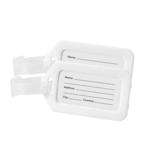 Kofferlabel/adres bagagelabel kunststof - 4x - wit - 5 x 8 cm