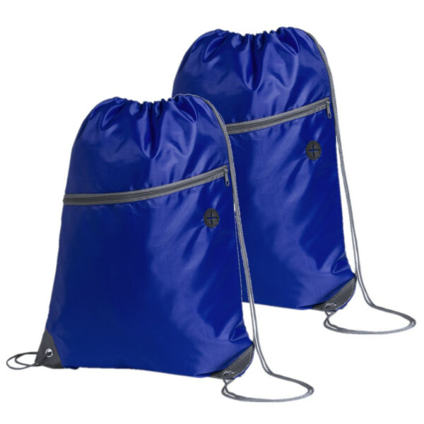 Sport gymtas/rugtas - 2x - blauw - 34 x 44 cm - polyester - met rijgkoord