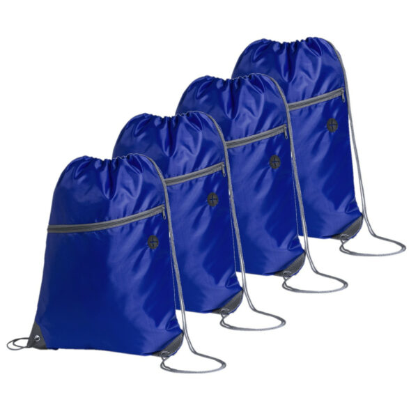 Sport gymtas/rugtas - 4x - blauw - 34 x 44 cm - polyester - met rijgkoord