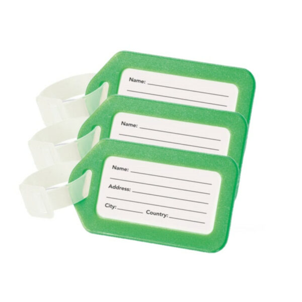 Kofferlabel/adres bagagelabel kunststof - 3x - groen - 5 x 8 cm