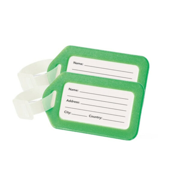 Kofferlabel/adres bagagelabel kunststof - 4x - groen - 5 x 8 cm
