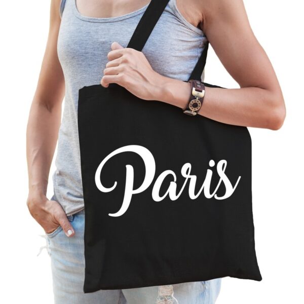 Zwarte katoenen Paris tas