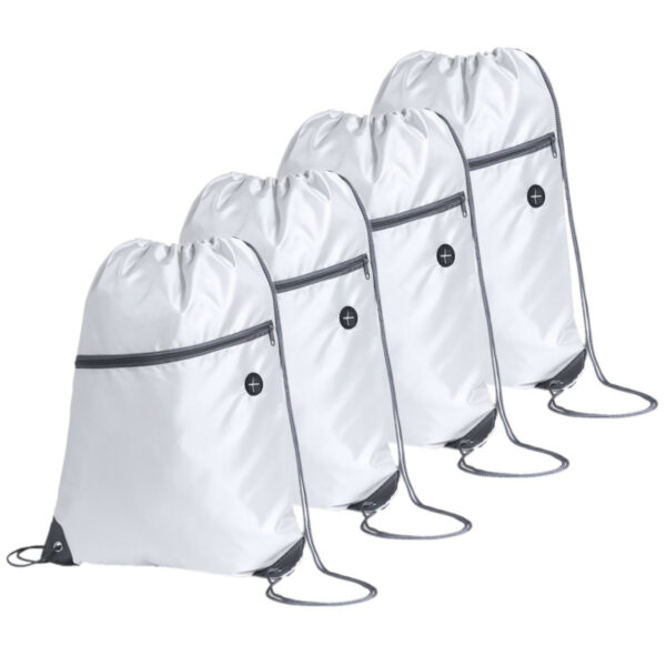 Sport gymtas/rugtas - 4x - wit - 34 x 44 cm - polyester - met rijgkoord
