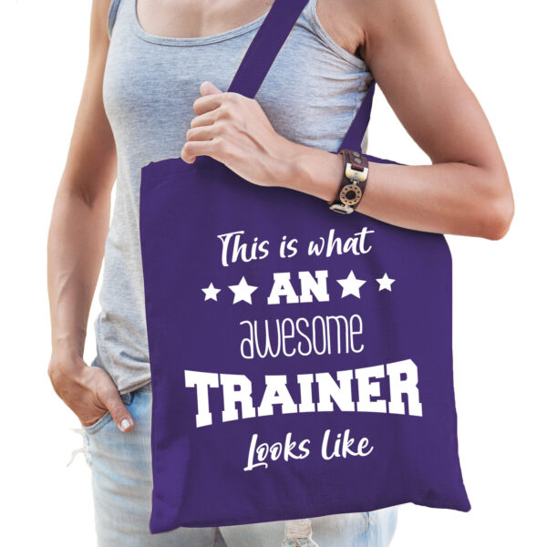 Cadeau tas voor trainer - katoen - 42 x 38 cm - paars - This is what an awesome trainer looks like