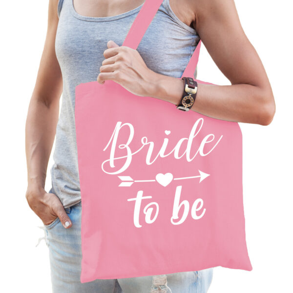 Bride to be tas - bruiloft/vrijgezellenfeest - roze - katoen - 42 x 38 cm