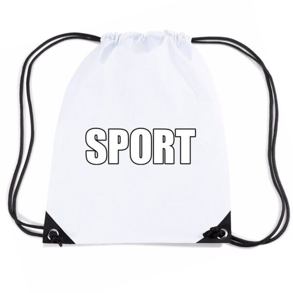 Nylon sport gymtasje / sporttasje / zwemtasje - wit - jongens en meisjes